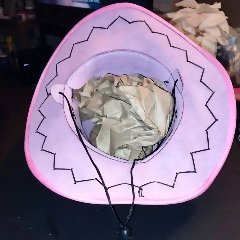 Ladies Pink Cowboy Hat with Black Stitching